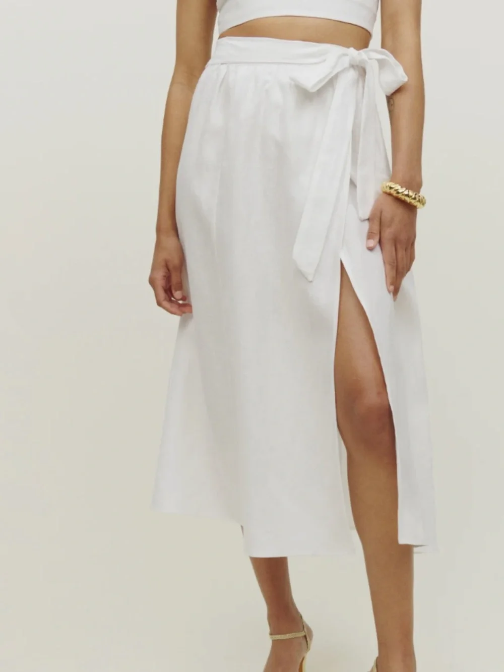 Reformation Pam Linen Two Piece Set in White